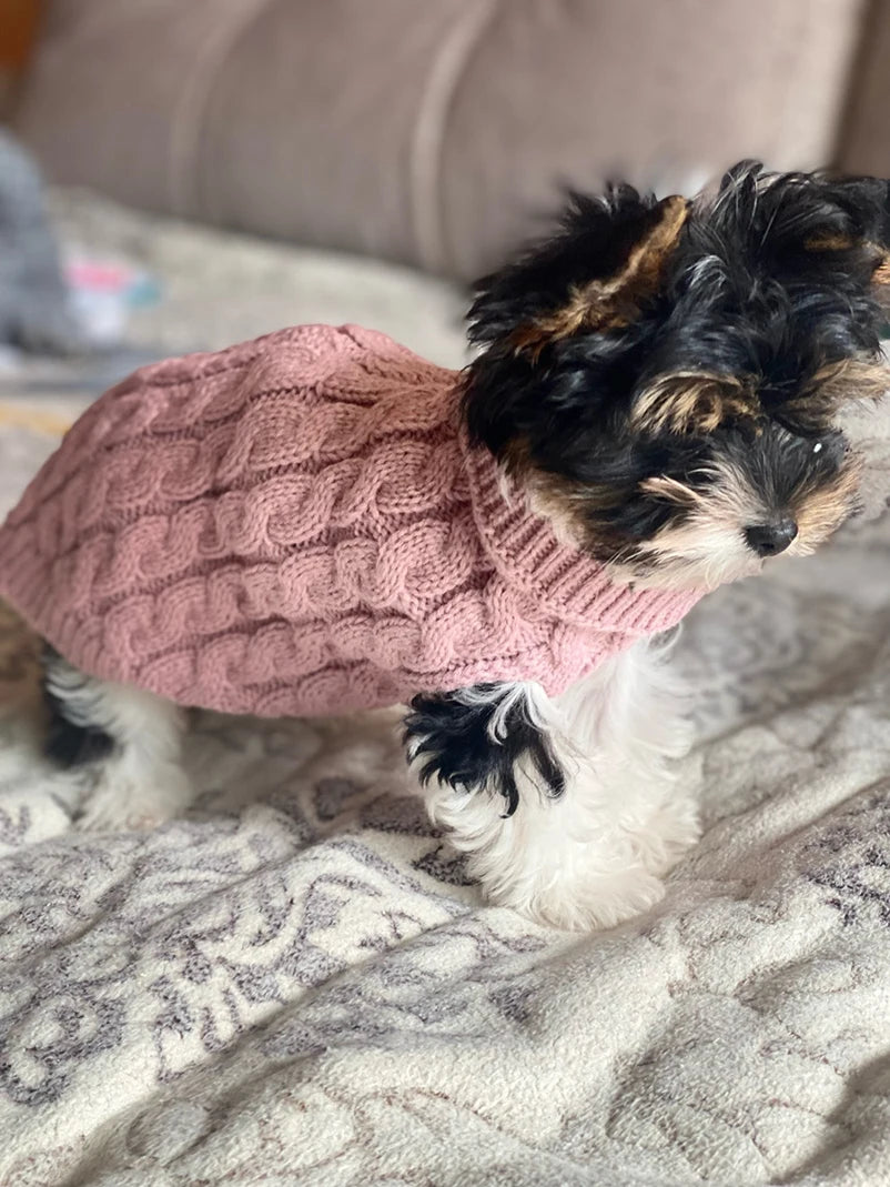 Puppy Dog Sweaters for Small Medium Dogs Cats Clothes Winter Warm Pet Turtleneck Chihuahua Vest Soft Yorkie Coat Teddy Jacket