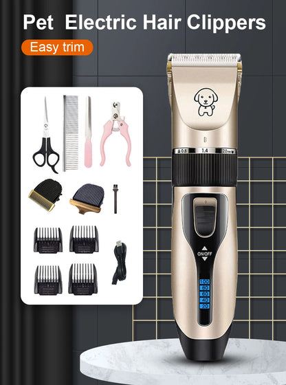 Dog Clipper Dog Hair Clippers Grooming (Pet/Cat/Dog/Rabbit) Haircut Trimmer Shaver Set Pets Cordless Rechargeable Professional